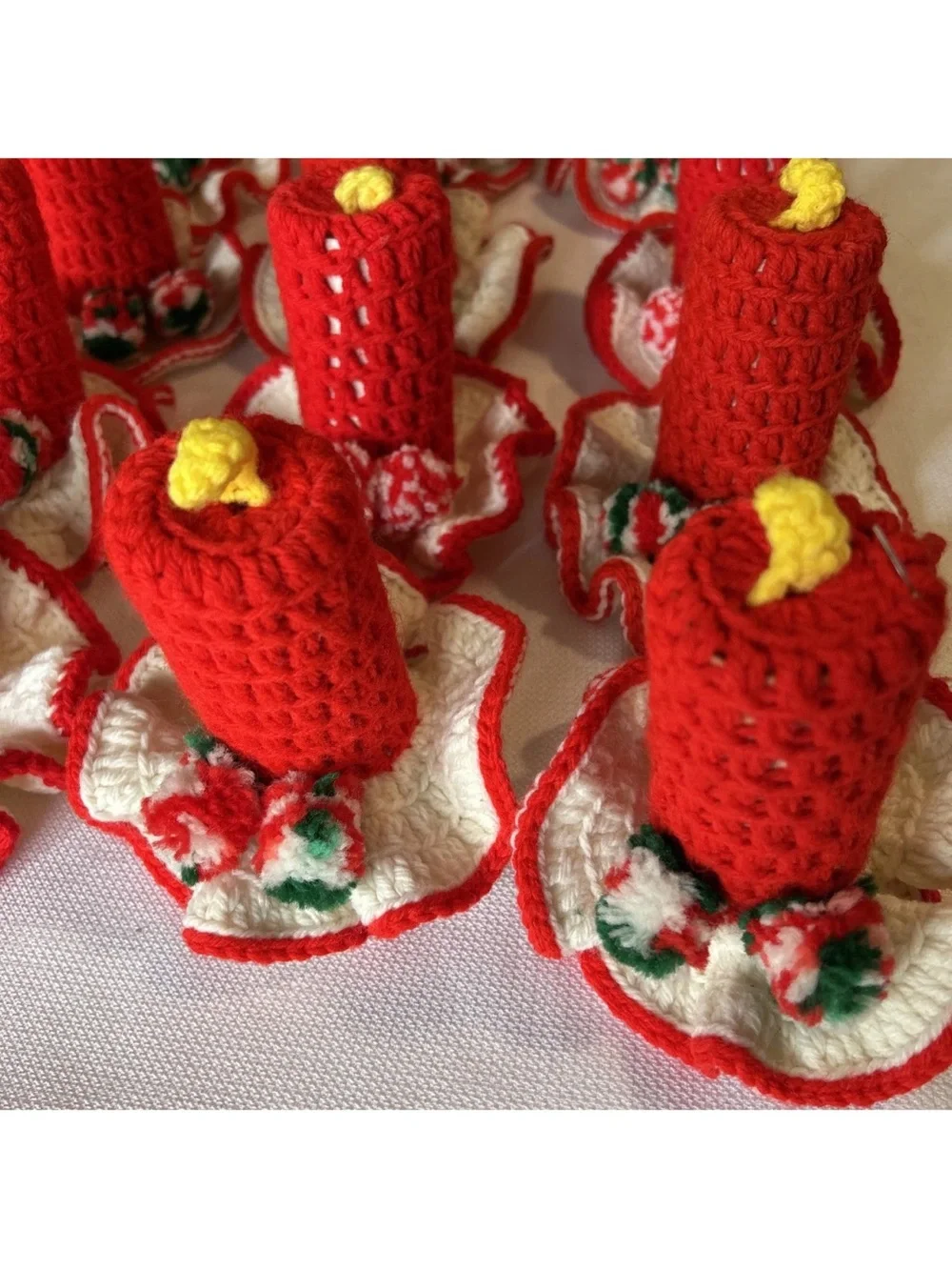Handmade Red Crochet Holiday Candles  - Set of 15